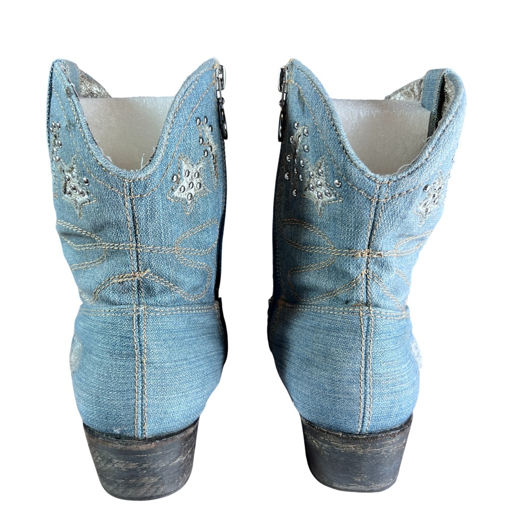 Zigi Soho Denim Western Cowboy Boots Star Rhinestone Y2K Womens 10 - Picture 4 of 11